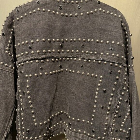 Vintage Style Studded Rivet Distressed Denim Punk Style Bolero / Cropped Jacket - Picture 15 of 16